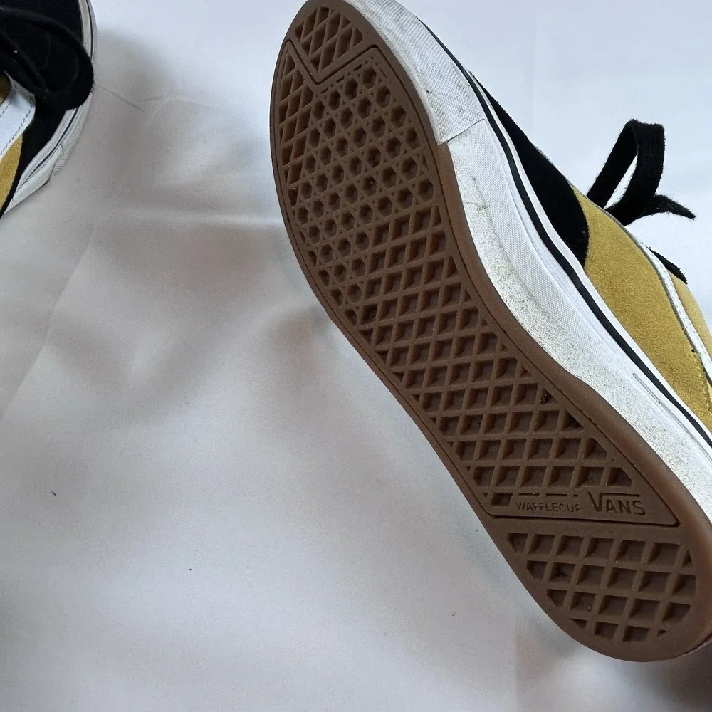 Vans Kyle Walker Pro Skate Shoes Mens‎ 8.5 Black Yellow Suede Canvas Wafflecup